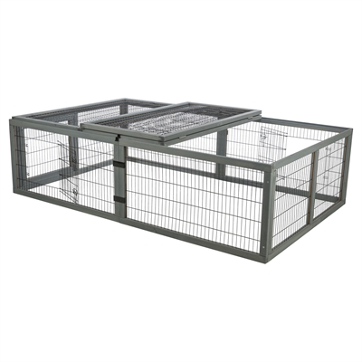 Trixie konijnenren met afdekking hout grijs 174 x 109 x 48 cm