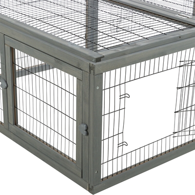 Trixie konijnenren met afdekking hout grijs 174 x 109 x 48 cm