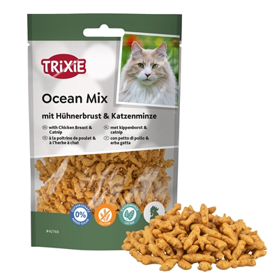 Trixie kattensnack Ocean Mix met kippenborst en catnip 50 g