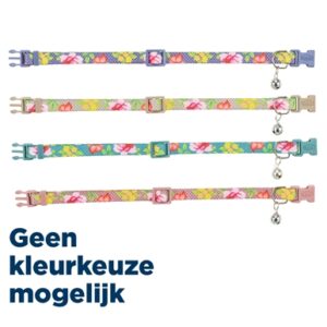 Trixie kattenhalsband bloemenmotief assorti 20-34 x 1 cm – met belletje - Afbeelding 1