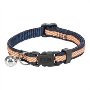 Trixie kattenhalsband gestreept blauw/oranje 20-30 x 1 cm – met belletje - Afbeelding 1