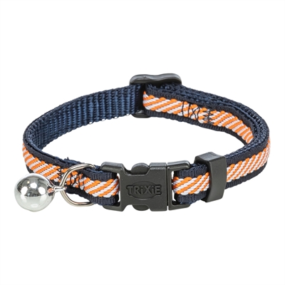 Trixie kattenhalsband gestreept blauw/oranje 20-30 x 1 cm – met belletje