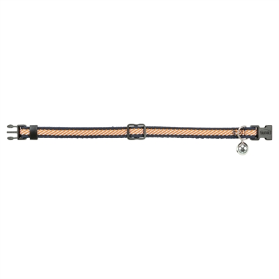 Trixie kattenhalsband gestreept blauw/oranje 20-30 x 1 cm – met belletje