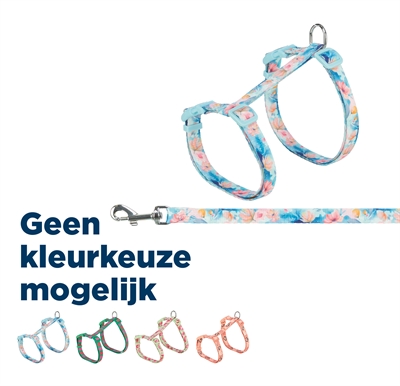 Trixie kattentuigje met riem Flower Power assorti 35-59 x 1,3 cm