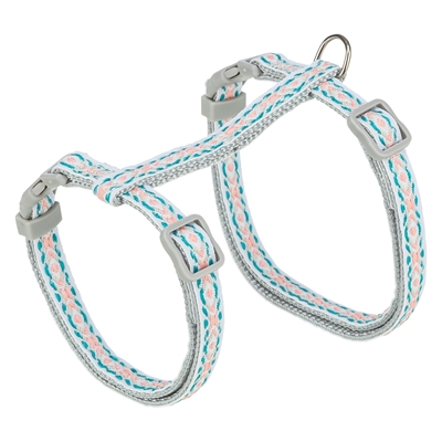 Trixie kattentuigje met riem retro motief grijs/blauw 28-45 x 1 cm