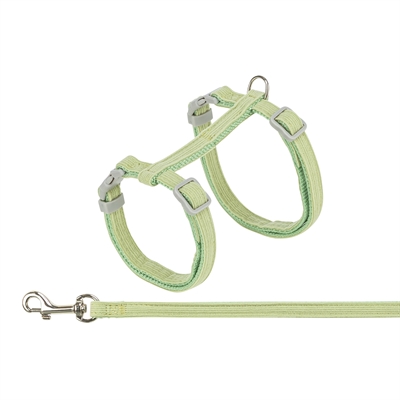 Trixie kattentuigje met riem fluweel groen 28-45 x 1 cm
