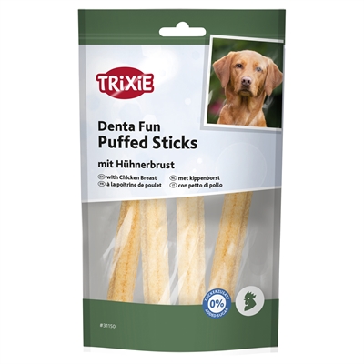 Trixie Denta Fun Puffed Sticks kauwsnack met kippenborst 40 g