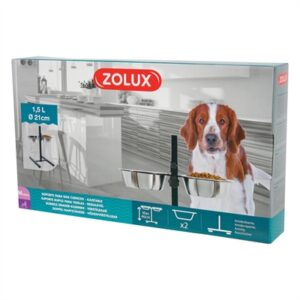 Zolux voerstandaard verstelbaar rvs 2 x 1,5 liter – bakken 21 cm - Afbeelding 7
