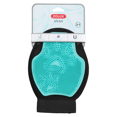 Zolux Anah verzorgingshandschoen 2-in-1 dubbelzijdig TPR/polyester