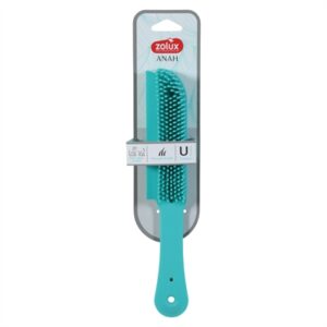 Zolux Anah textielborstel rubber 4,5 x 3 x 27 cm – blauw, tegen dierenharen - Afbeelding 4