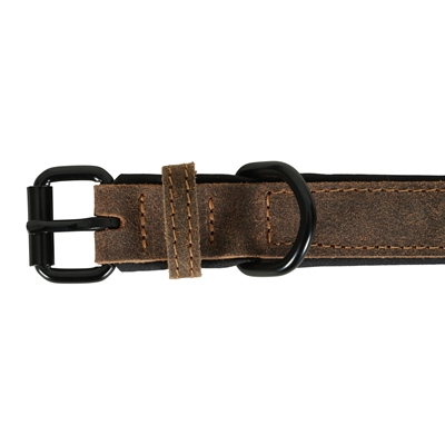 Zolux Expert halsband hond premium leer/neopreen bruin 35 x 1,4 cm