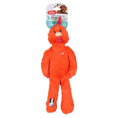 Zolux Furry Farm haan Brock pluche met touw oranje 36,5 cm – hondenspeeltje