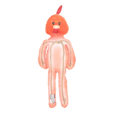 Zolux Furry Farm haan Brock pluche met touw oranje 67 cm – hondenspeeltje
