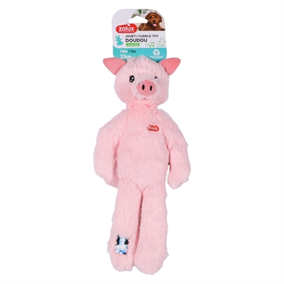 Zolux Furry Farm varken Jason pluche met touw roze 34 cm – hondenspeeltje