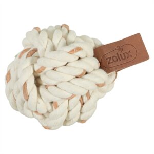 Zolux touwbal Leather Touch 9,5 x 7 x 7 cm – hondenspeeltje - Afbeelding 1