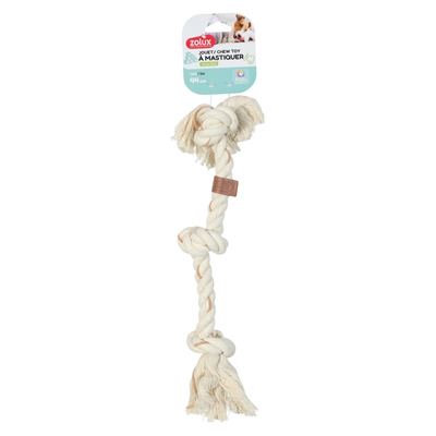 Zolux flostouw Leather Touch 3 knopen 43,5 cm – touw met leren details