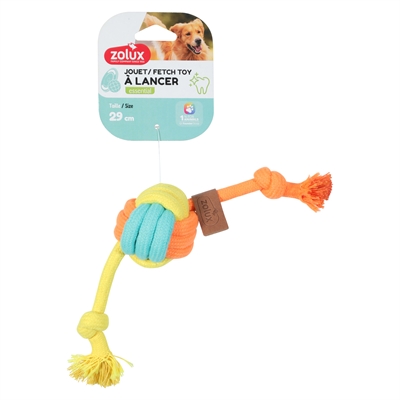 Zolux flostouw Twist met touwbal meerkleurig 29 cm – kauw- en apporteertouw
