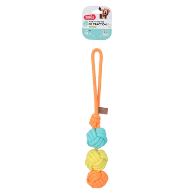 Zolux flostouw Twist met 3 touwballen meerkleurig 43 cm – trektouw