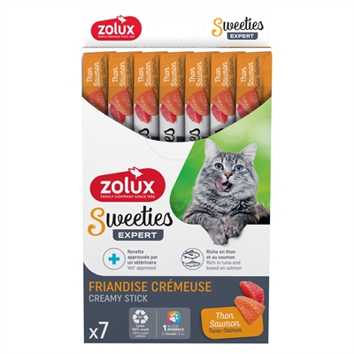Zolux Sweeties Expert Creamy Stick tonijn/zalm 7 x 14 g – kattensnack