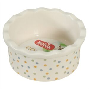 Zolux voerbak Cosy gestipt keramiek wit 150 ml – 10 x 10 x 4,5 cm - Afbeelding 4