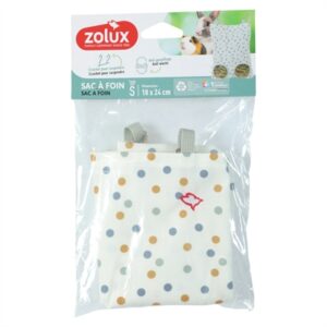 Zolux hooizak Cosy gestipt wit 29 x 19 cm – 2 openingen - Afbeelding 4