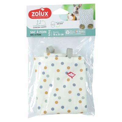 Zolux hooizak Cosy gestipt wit 29 x 19 cm – 2 openingen