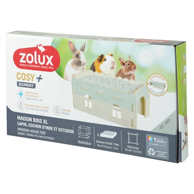 Zolux knaaghuis Cosy konijn uitbreiding hout 45 x 25 x 20 cm