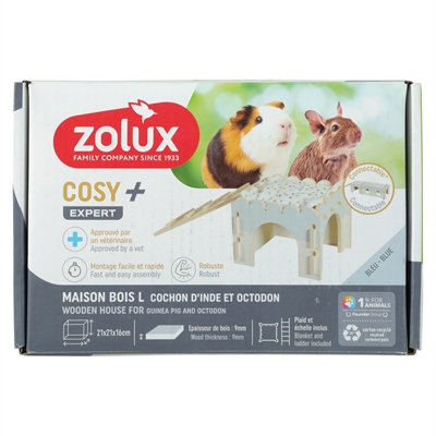 Zolux knaaghuis Cosy cavia van populierenhout 21 x 21 x 16 cm