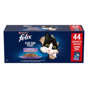 Felix natvoer Elke Dag Feest in gelei mix tonijn, zalm, rund, kip 44 x 85 g - Afbeelding 1