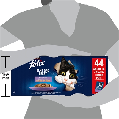 Felix natvoer Elke Dag Feest in gelei mix tonijn, zalm, rund, kip 44 x 85 g