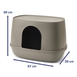 Savic kattenbak Moona warm grijs 57 x 39 x 39 cm – gesloten model - Afbeelding 6