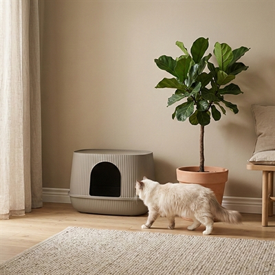 Savic kattenbak Moona warm grijs 57 x 39 x 39 cm – gesloten model
