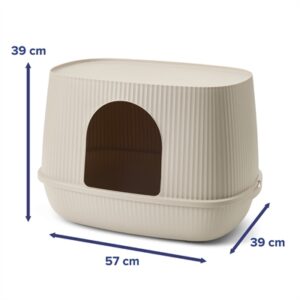 Savic kattenbak Moona mokka 57 x 39 x 39 cm – gesloten, lage instap - Afbeelding 7