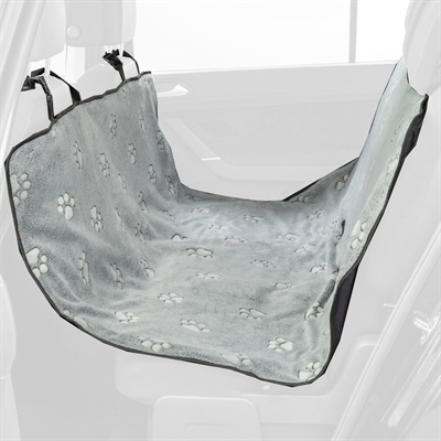 Trixie autobeschermdeken grijs/zwart 145 x 140 cm – fleece, pootjesmotief