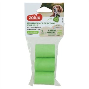 Zolux navulling poepzakjes voor hondenpoepschep groen 3 x 15 stuks - Afbeelding 1