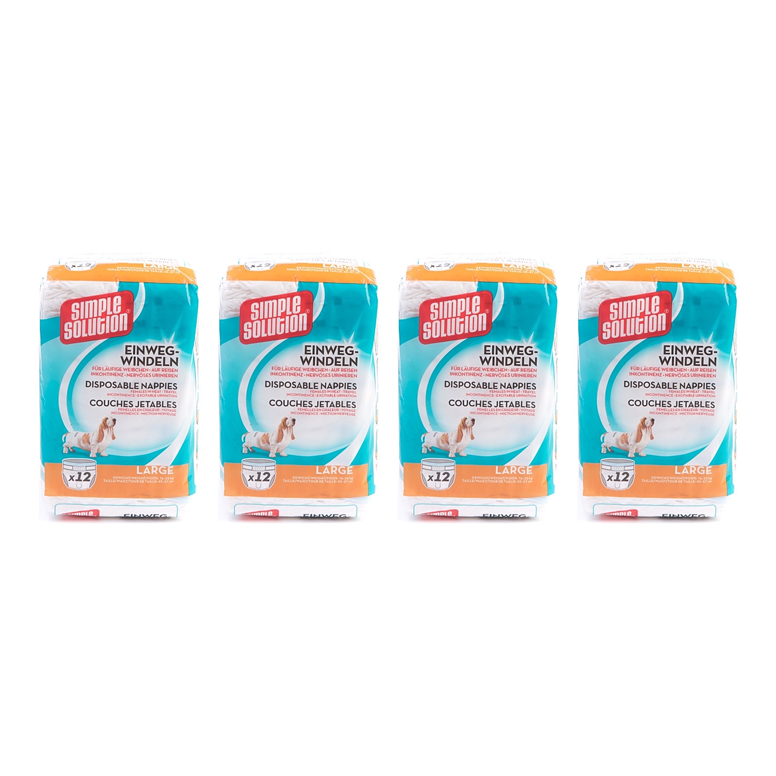 Simple Solution wegwerp hondenluier voor teefjes L 45-57 cm – 4 stuks, 12 stuks (multipack) - Afbeelding 1