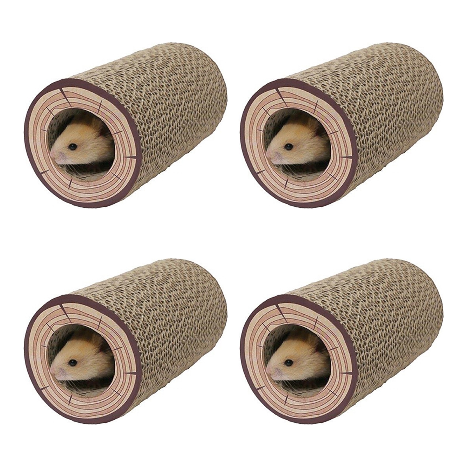 Rosewood Shred-a-Log speeltunnel hamster gevlochten – multipack 4 stuks - Afbeelding 1