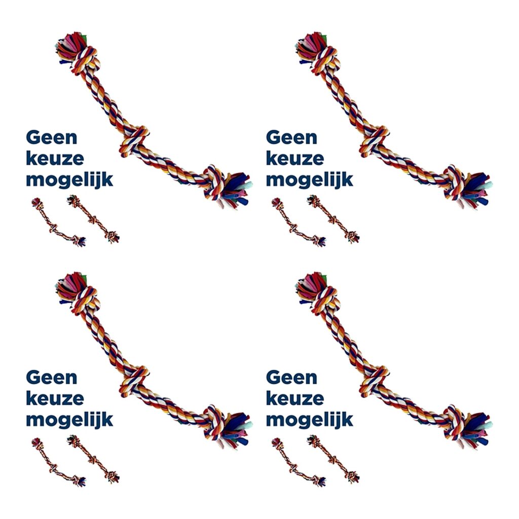 Happy Pet Twist-Tee Knoop Tugger M speelgoed 33 cm – multipack 4 stuks