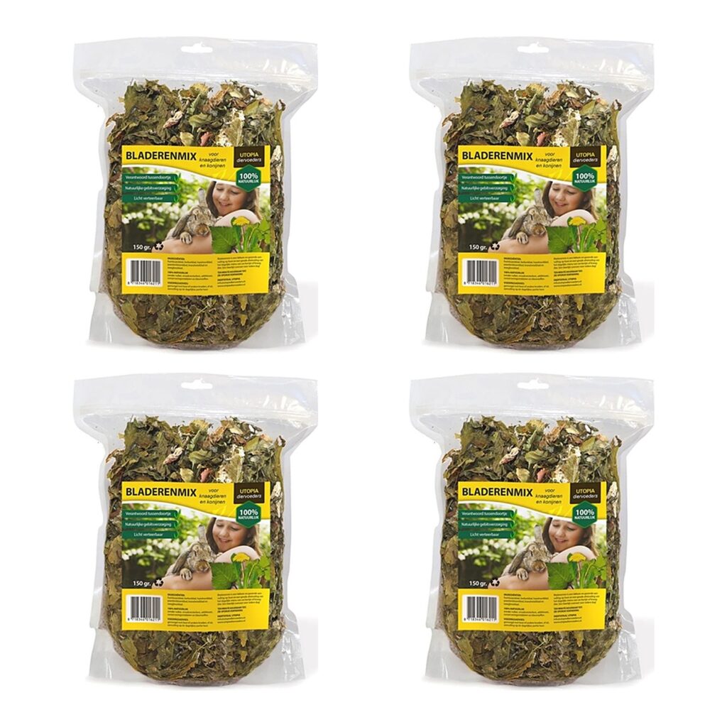 Utopia bladerenmix ruwvoer 150 g – voor knaagdieren – multipack 4 stuks