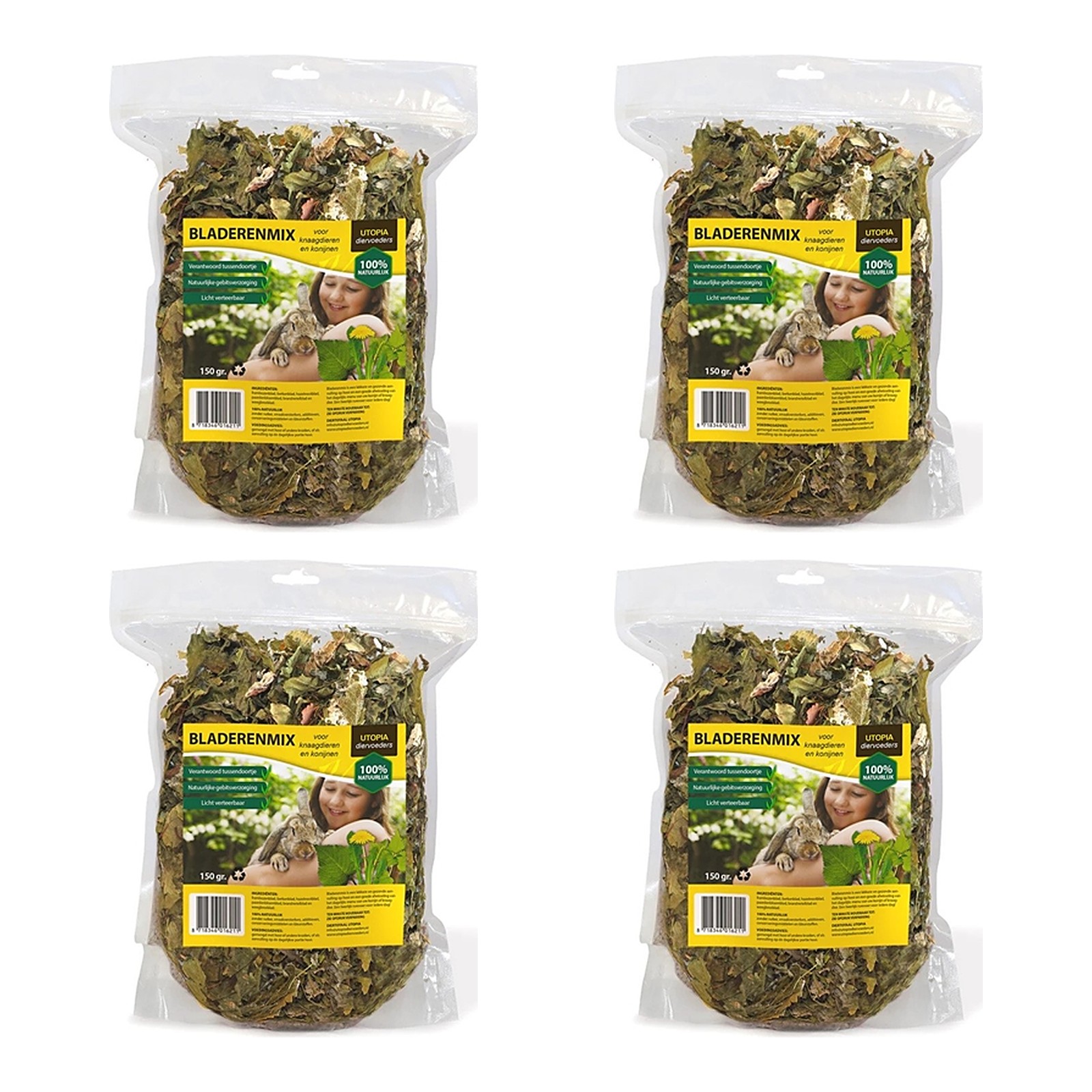 Utopia bladerenmix ruwvoer 150 g – voor knaagdieren – multipack 4 stuks - Afbeelding 1