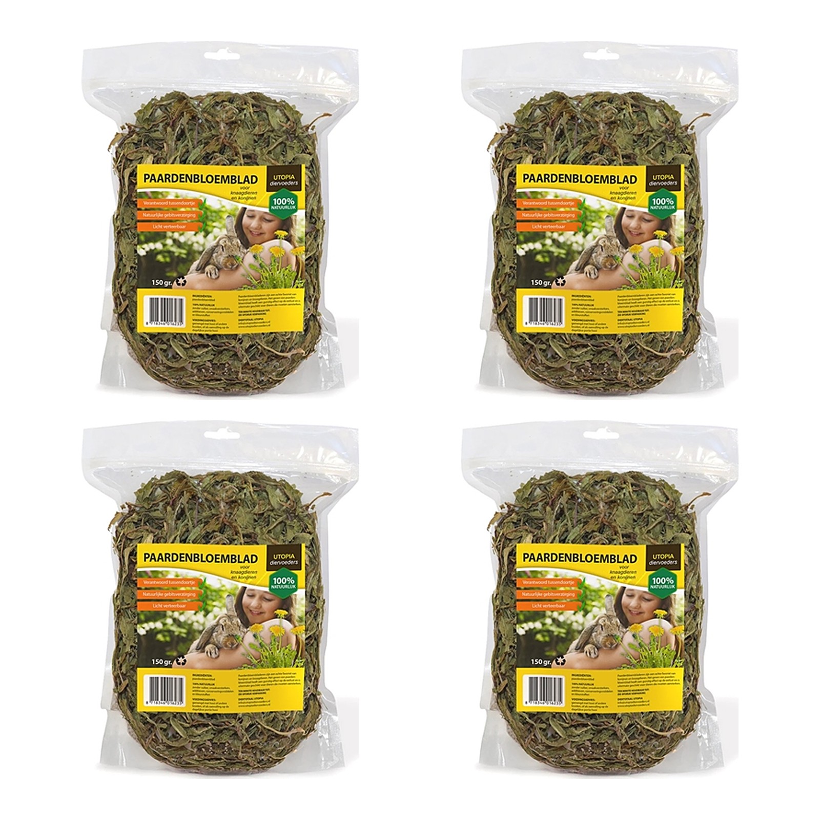 Utopia paardenbloemblad 150 g – gedroogd diervoeder – multipack 4 stuks - Afbeelding 1