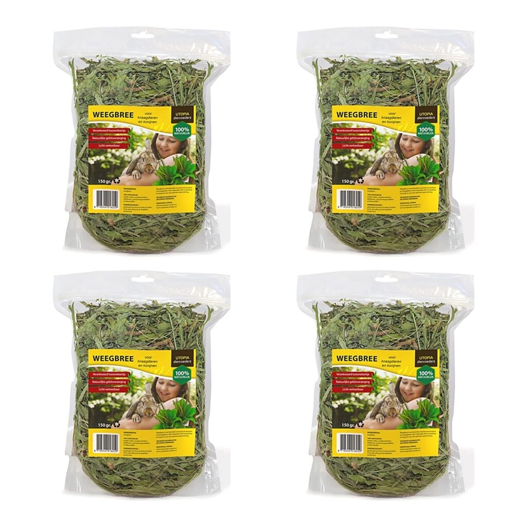 Utopia weegbree konijnenvoer 150 g – ruwe celstof – multipack 4 stuks