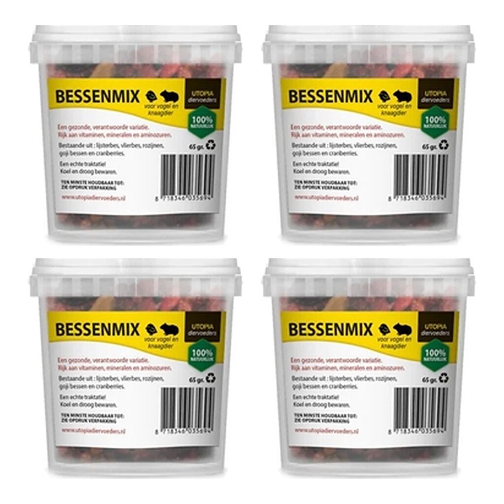 Utopia bessenmix knaagdieren 65 g – met goji en vlierbes, multipack 4 stuks