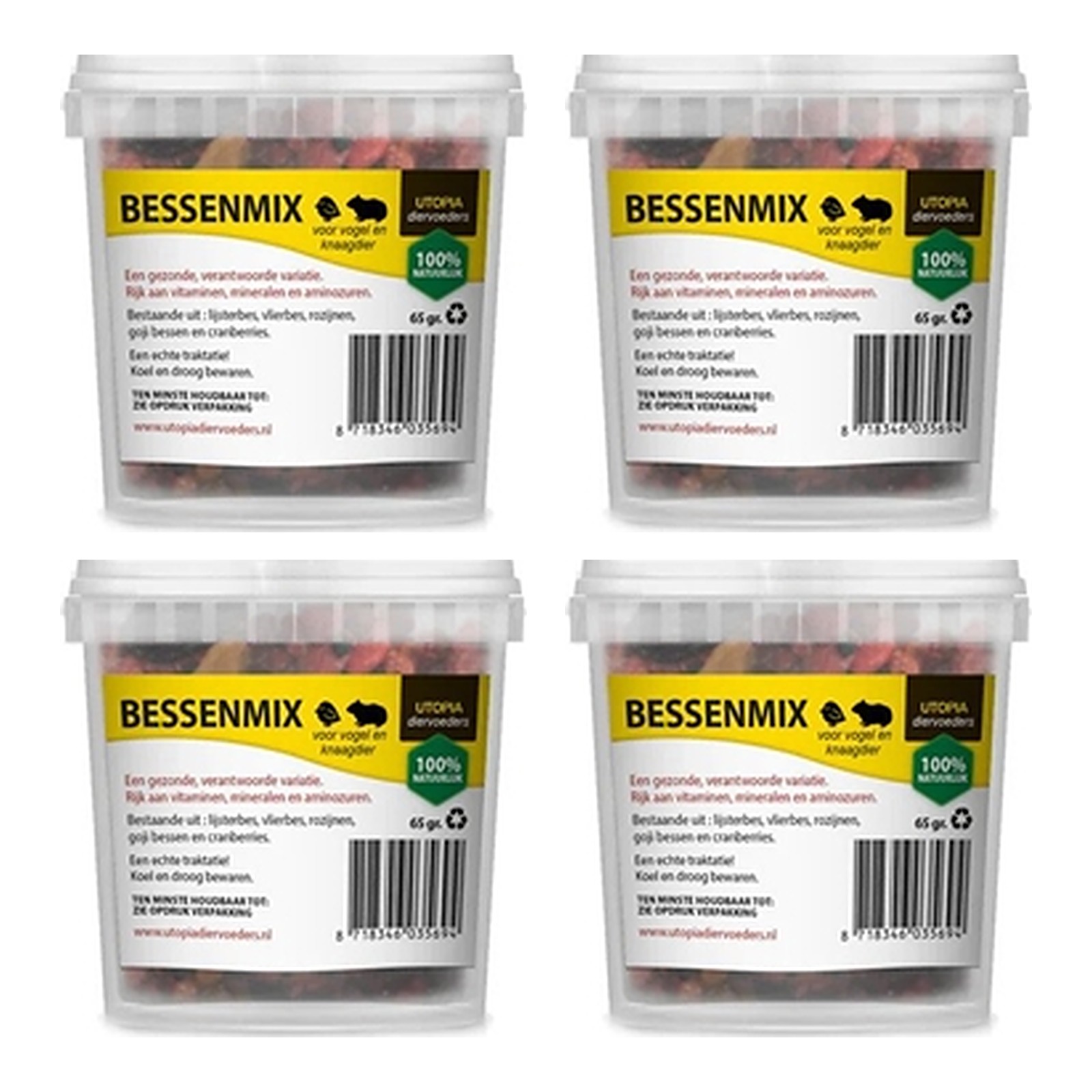Utopia bessenmix knaagdieren 65 g – met goji en vlierbes, multipack 4 stuks - Afbeelding 1