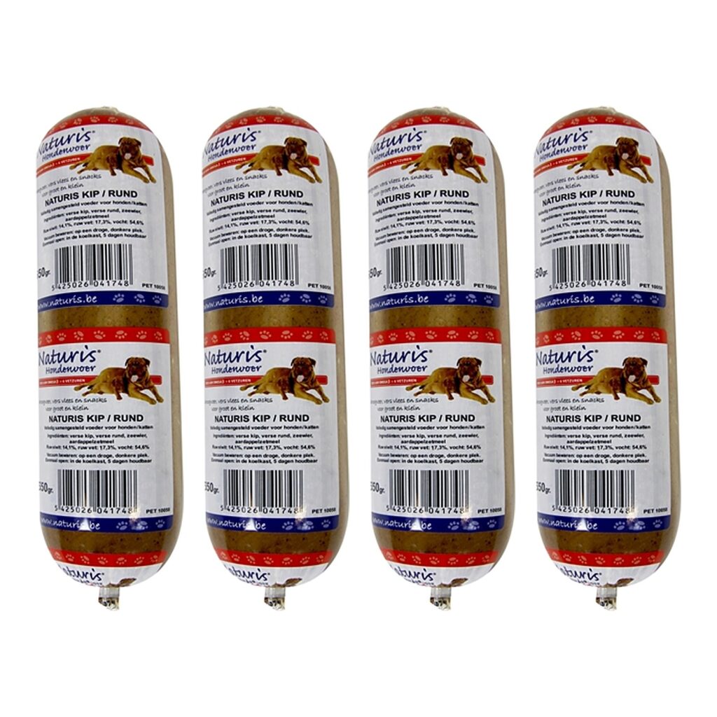 Naturis houdbaar hondenvoer kip en rund 650 g – multipack 4 stuks