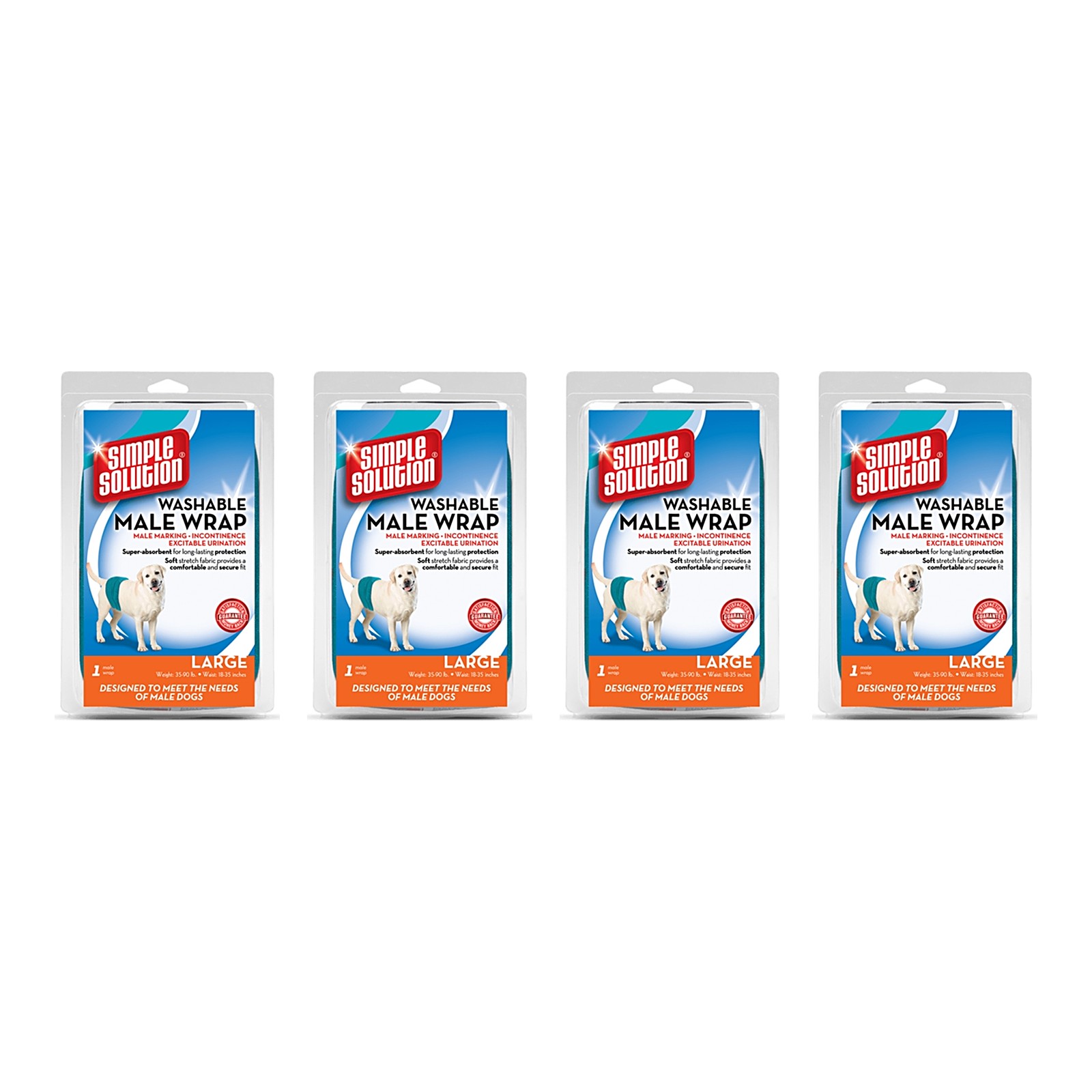 Simple Solution wasbare plasband voor reuen L 48-59 cm – 4 stuks, microvezel (multipack) - Afbeelding 1