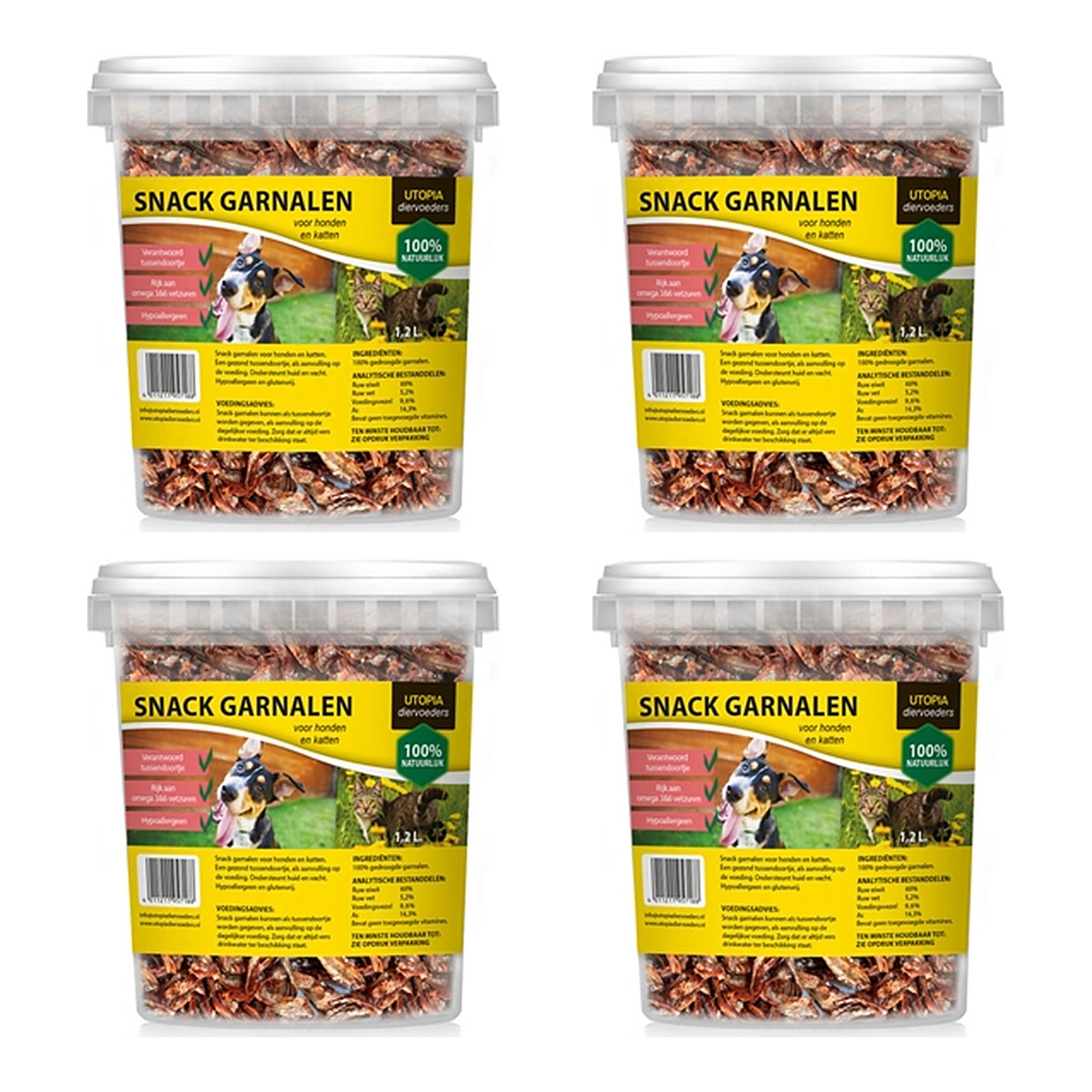 Utopia gedroogde garnalen voor hond en kat 1,2 l – multipack 4 stuks - Afbeelding 1