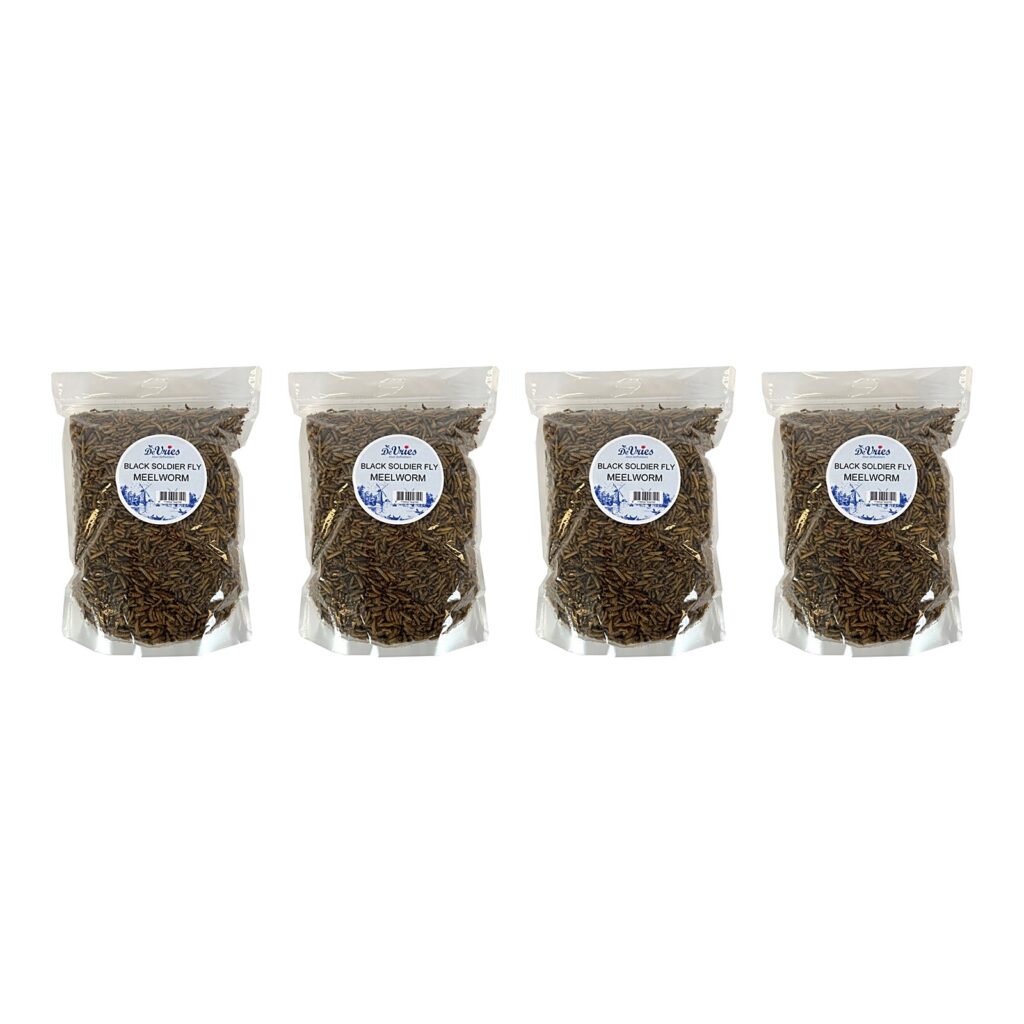 De Vries Black Soldier Fly meelwormen 450 g – 4 stuks, 52,6% eiwit, gedroogd (multipack)