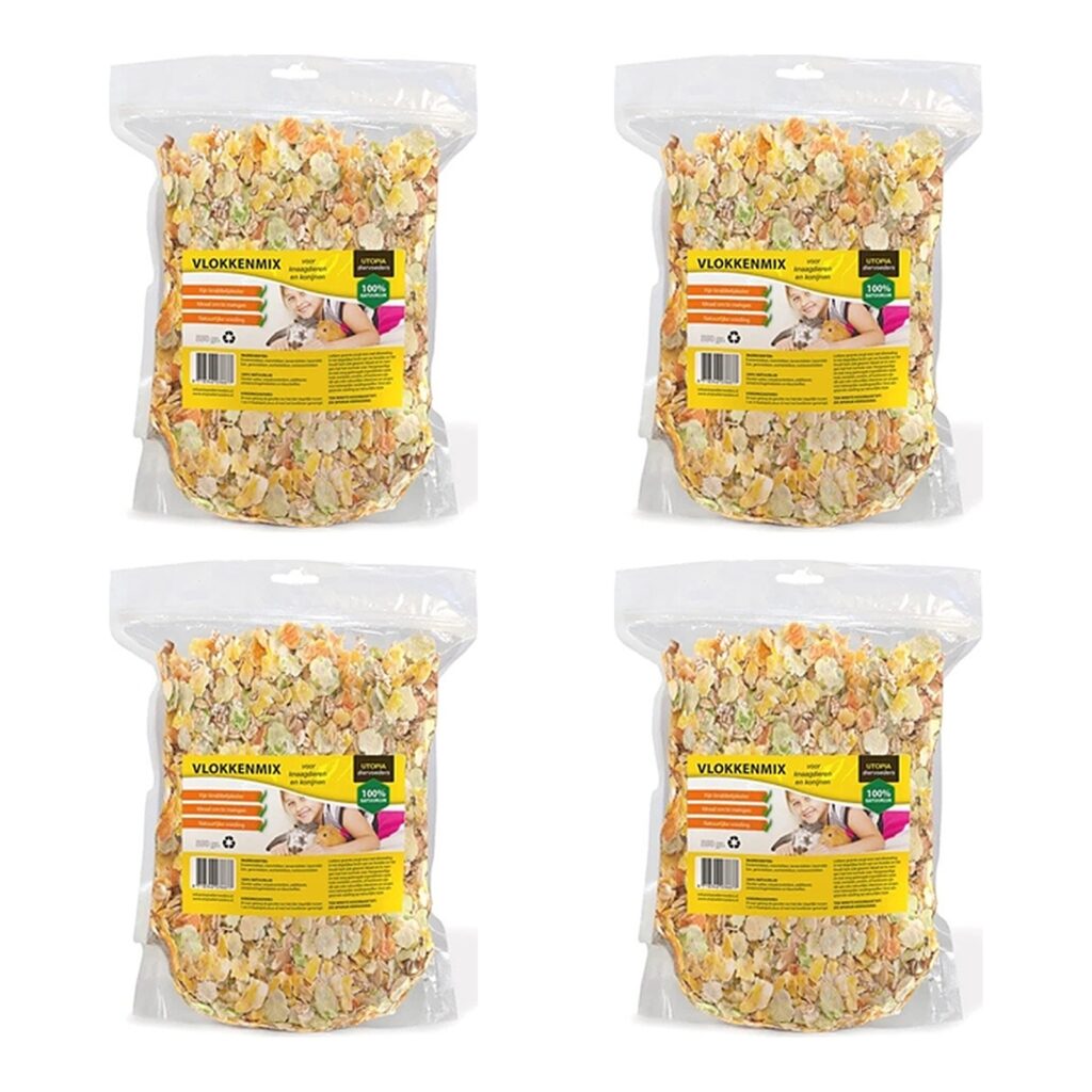 Utopia vlokkenmix konijnenvoer gedroogde groenten 550 g – multipack 4 stuks