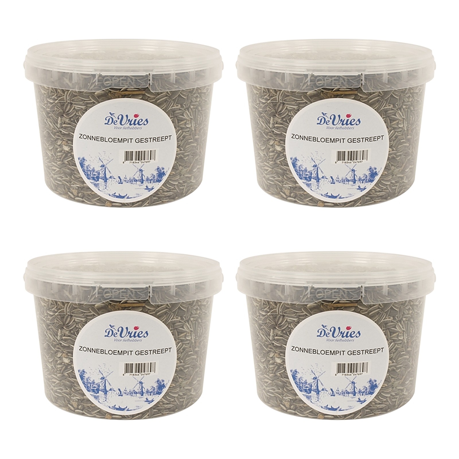 De Vries zonnebloempitten gestreept 1,3 kg – vogelvoer, multipack 4 stuks - Afbeelding 1